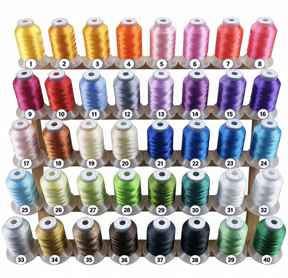 Carta de 40 colores de hilo de bordado numerados